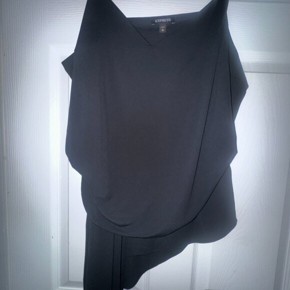 โจ Express Black Draped Asymmetrical Top | XL | NWT โจ - Picture 2 of 7